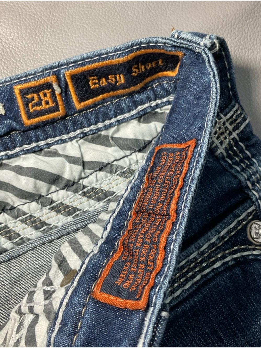 Rock Revival Women's Distressed Blue Jean Shorts with Embroidered Pockets - Picture 6 of 10